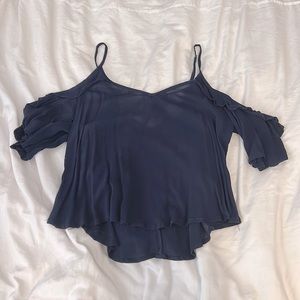 Blue off-shoulder tank top blouse, color dark blue, size XS